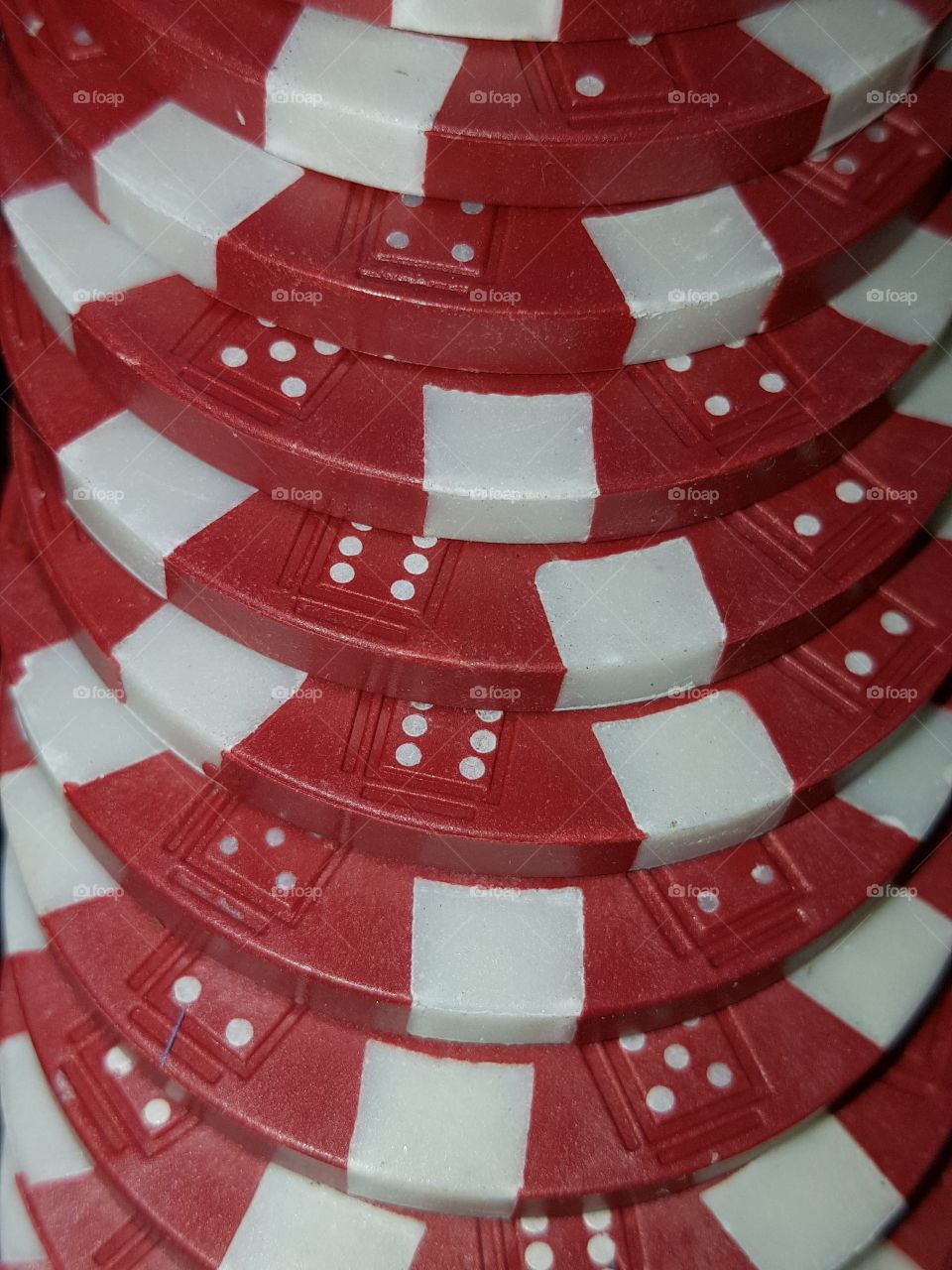 Red and white poker chips