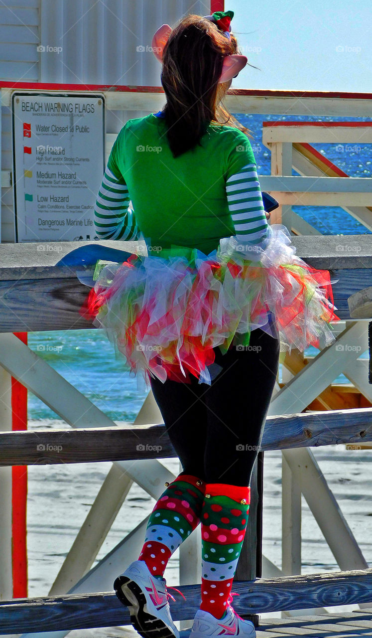 Santa's helper, Mrs. Elf on the dock overlooking the at Gulf of Mexico!