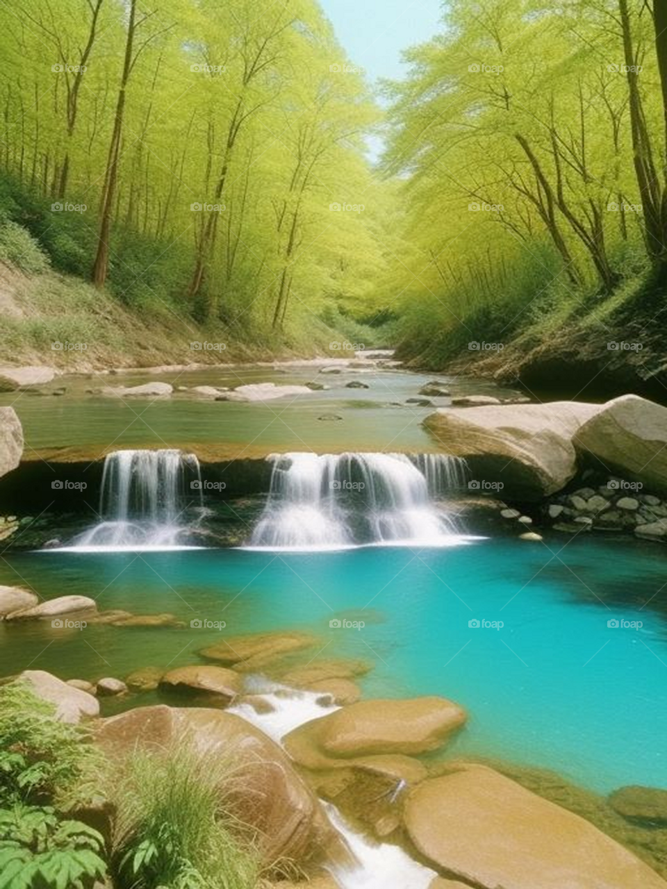Landscape of a river among the trees