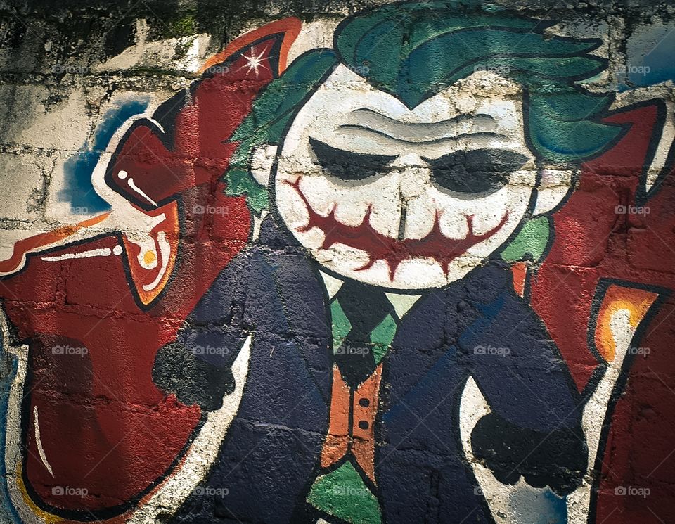 joker cartoon wall paint, wall artist