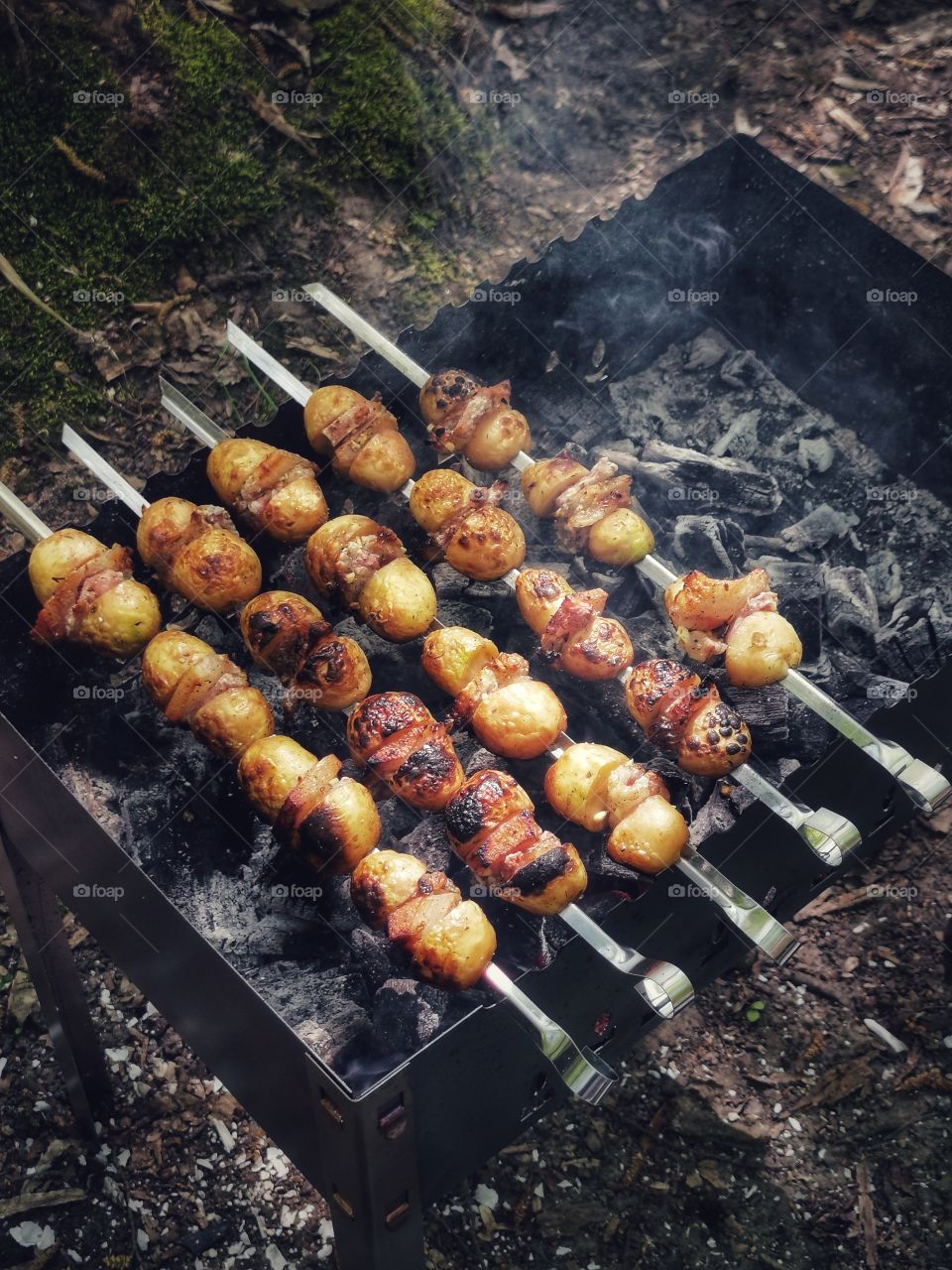 Bbq day part forest yummy served meat fire