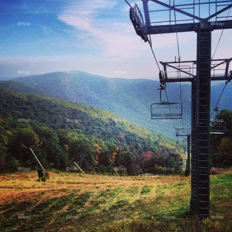 Ski lift in Fall