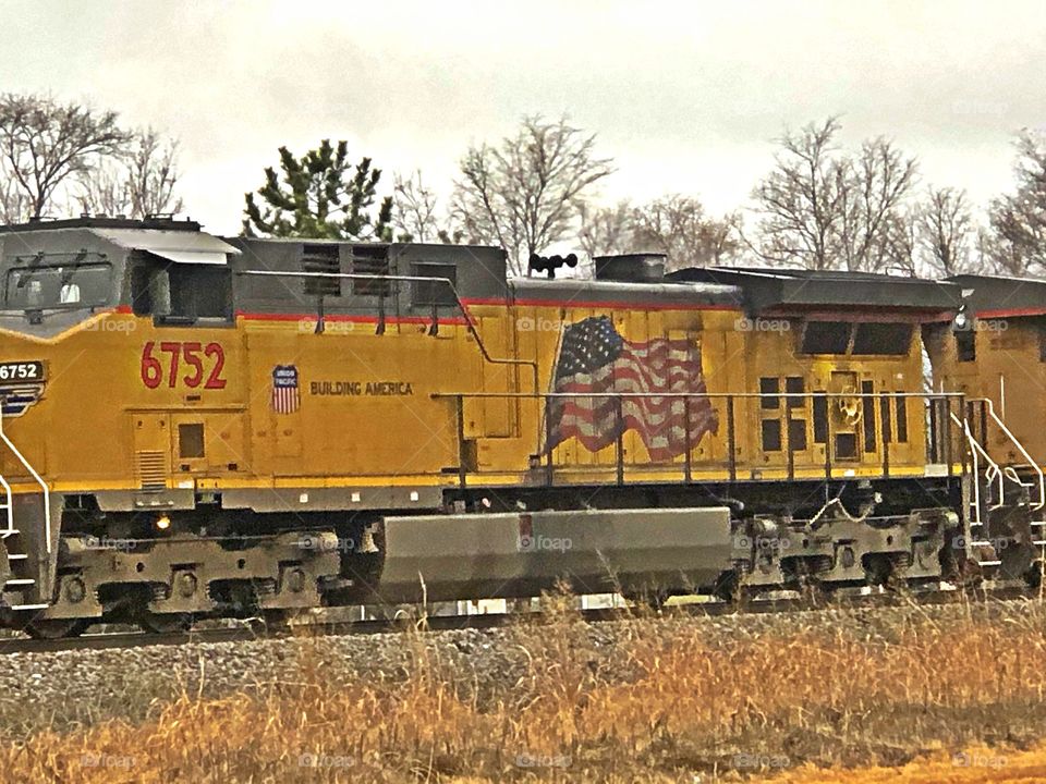 Flag painting on locomotive