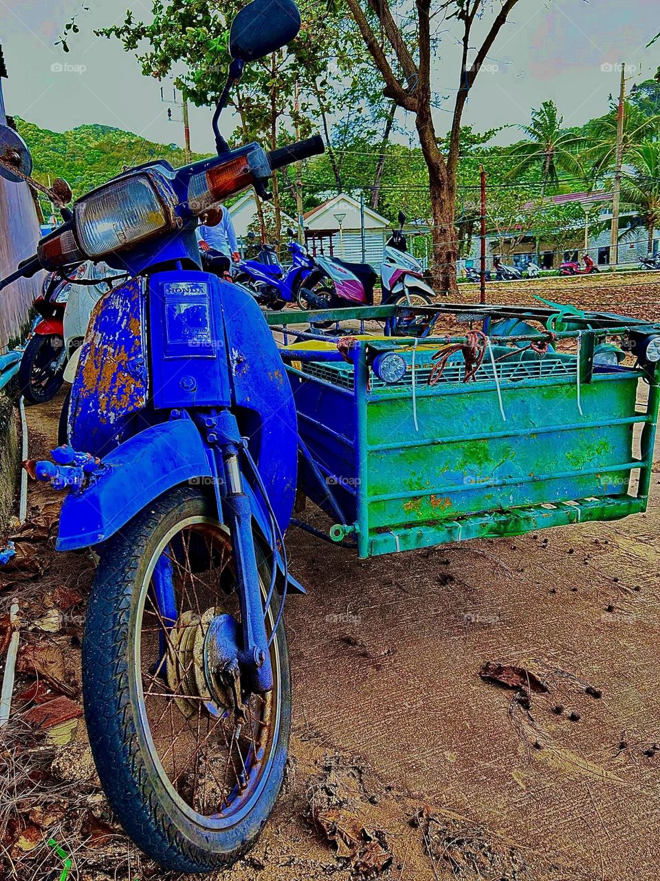 Old scooter and sidecar AMR Wozko