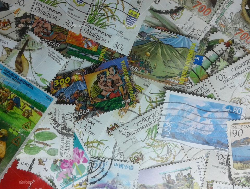 Stamps from many countries.