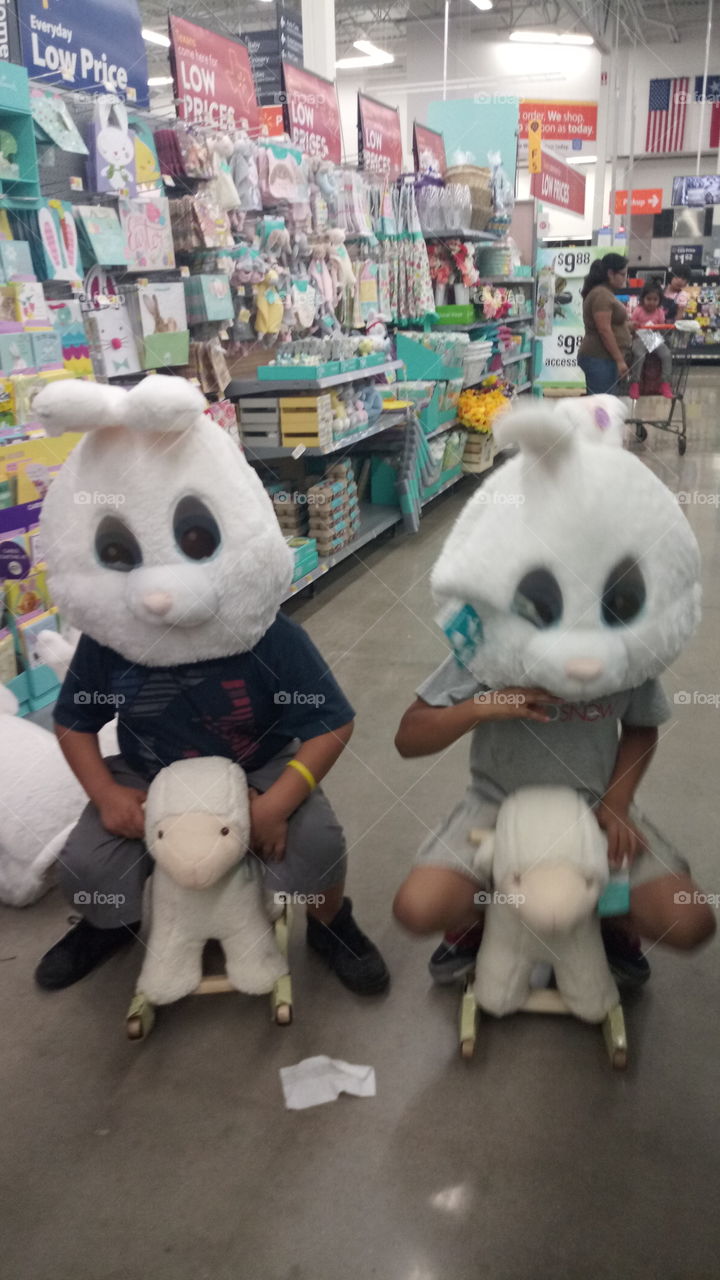shopping for bunny hats easter
