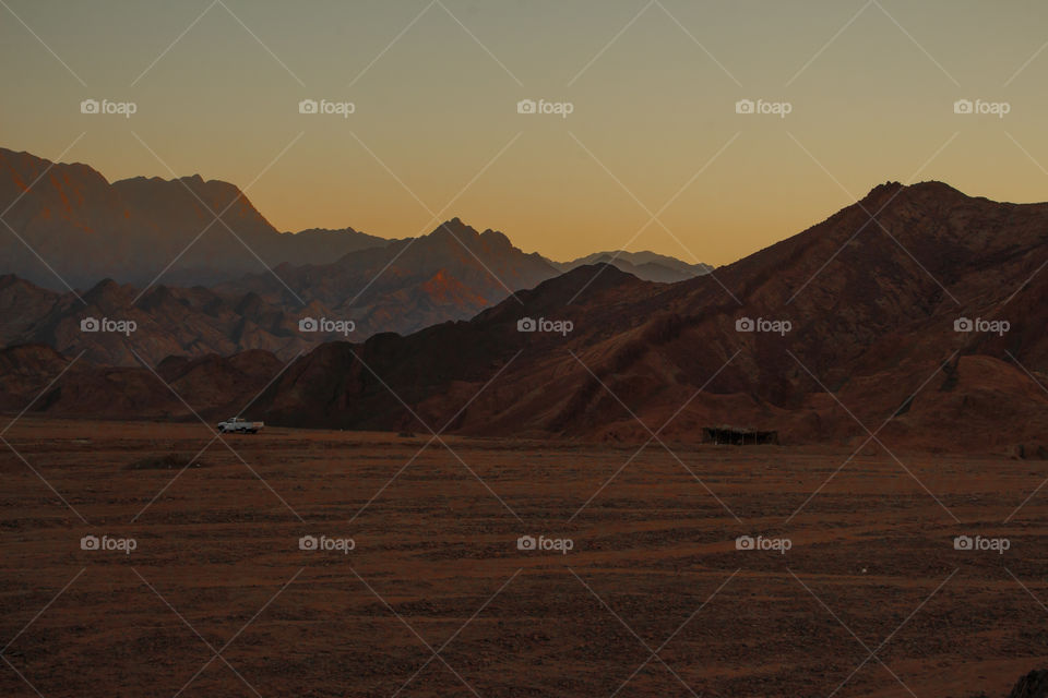 Sunset behind mountains