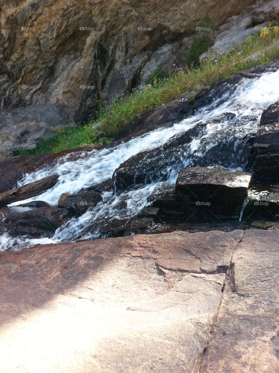 Rocky Mountain National Park, CO - side of mountain waterfall