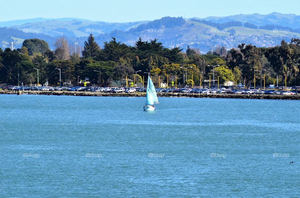 Yacht sailing near Oakland, California