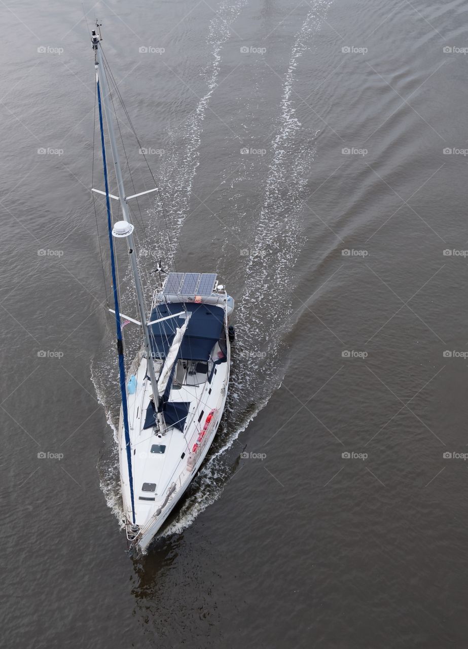 Sailboat. A sailboat on the Intercoastal Waterway passing through Ormond Beach, Florida. 