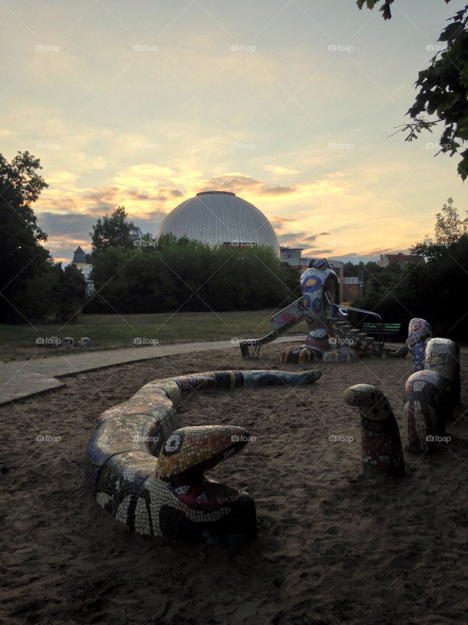 Spielplatz. A playground near a Planetarium in Berlin.