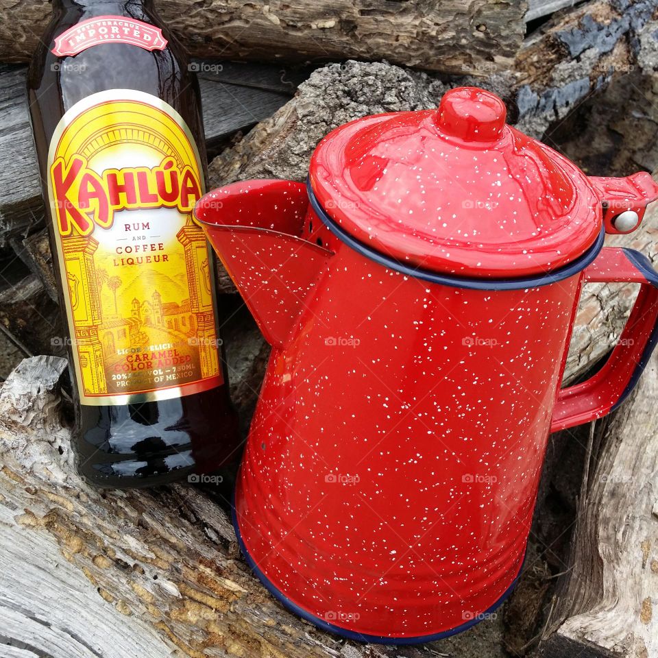 Winter Beverages Kahlua & Coffee on Firewood