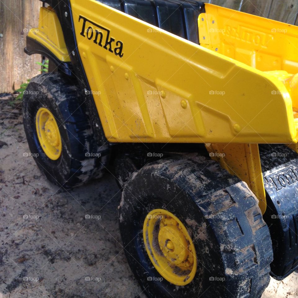 Tonka tough. Tonka truck in the sand