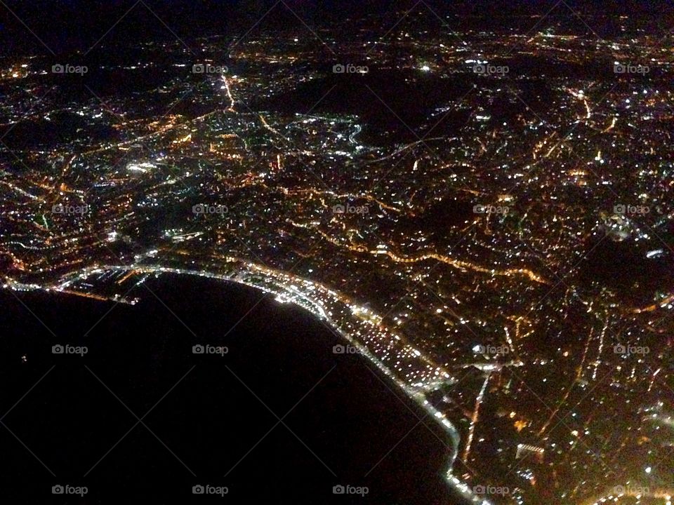 Iluminated city from the sky