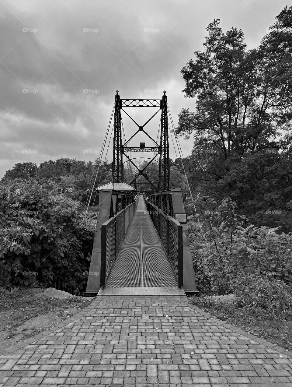 Two-Cent Pedestrian Bridge Head of Falls Park in Waterville, ME