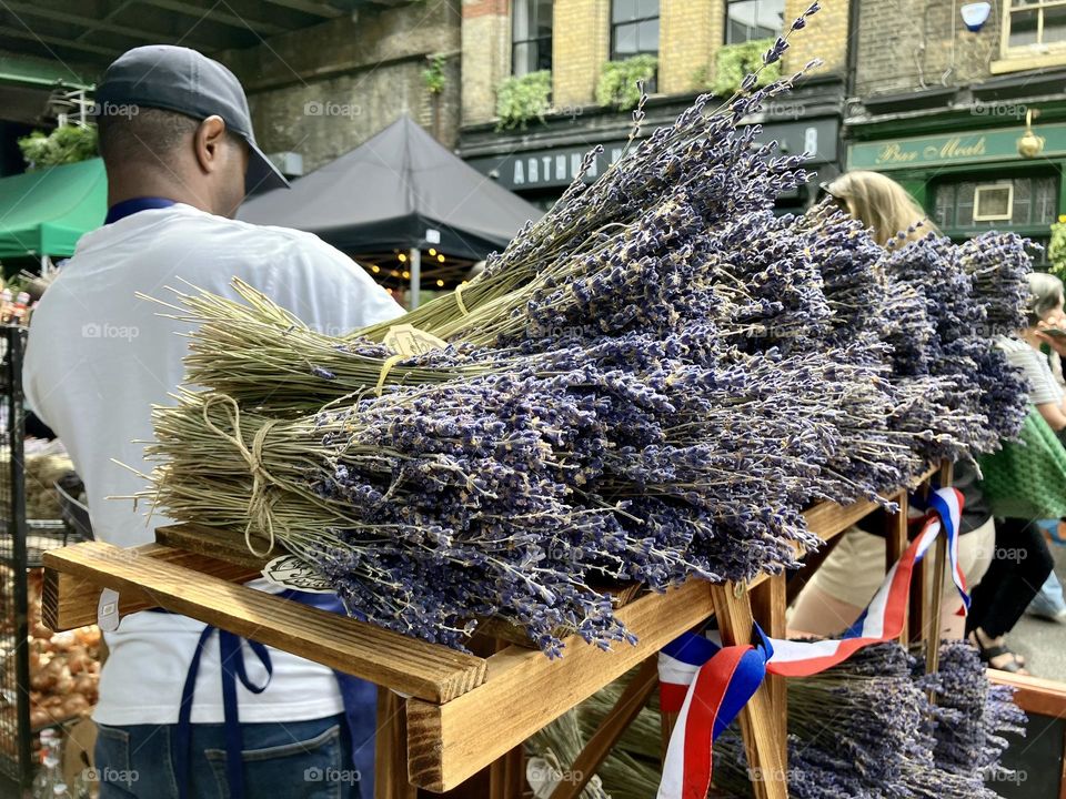 Repetition … bunches of lavender for sale in Borough  Market 