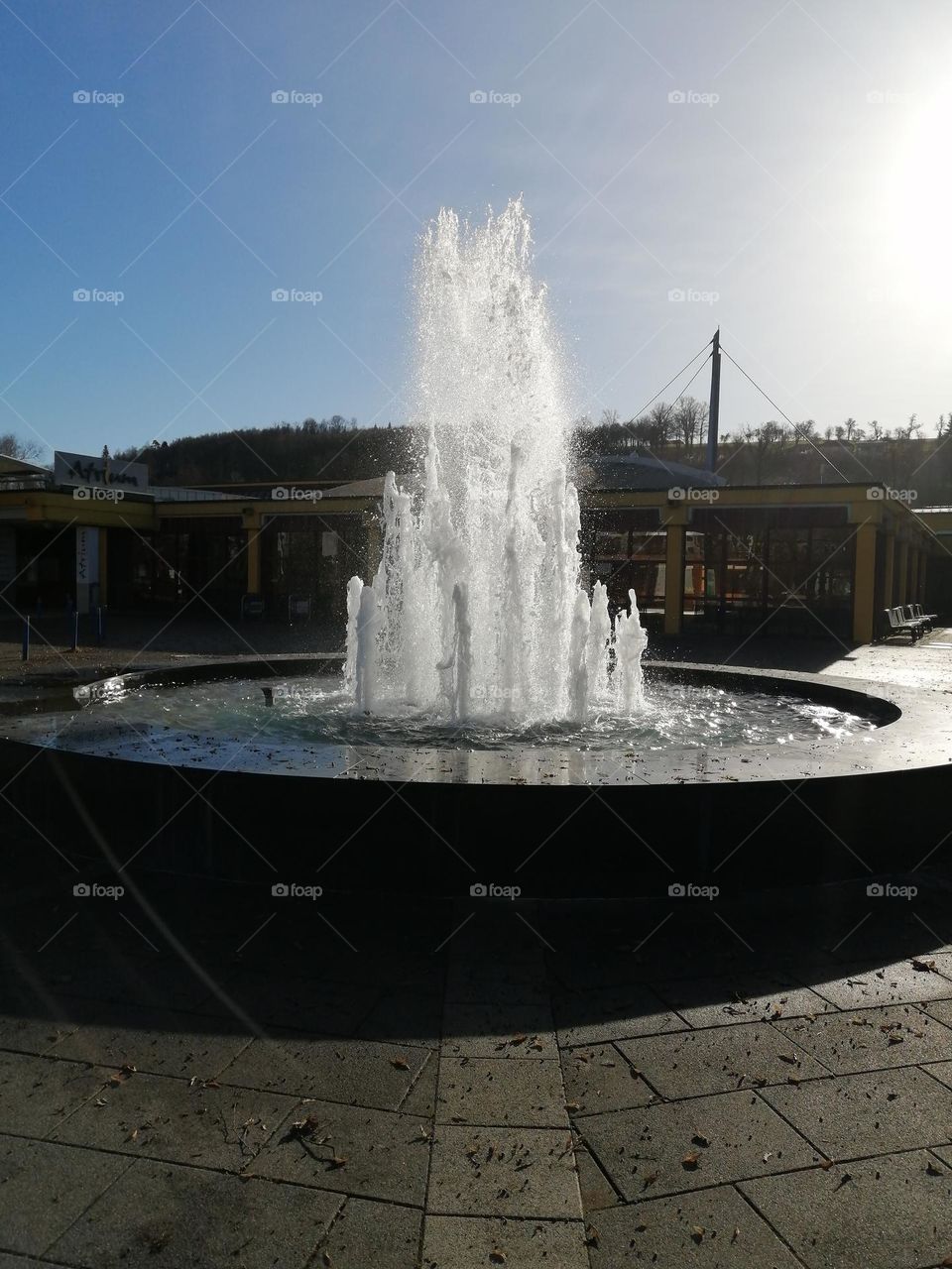 Water source in Austrian city during the summer. Water comes from the earth naturally, with sulfur