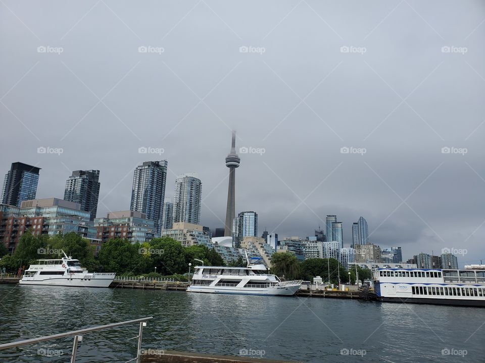 harbourfront and skyscrapers