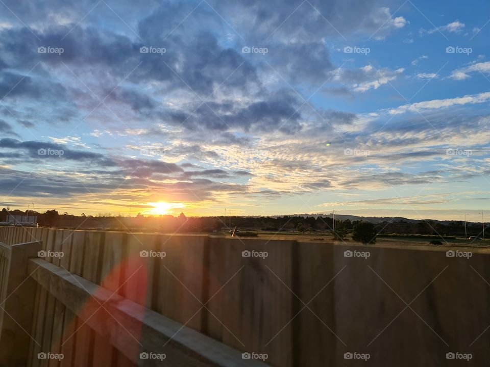 Fencing Sunset view of Wallan, Victoria, Melbourne, Australia back yard view