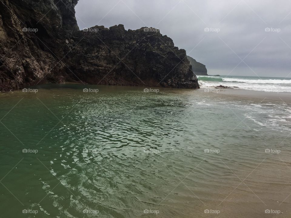 Rock pool. Trebarwith strand cornwall