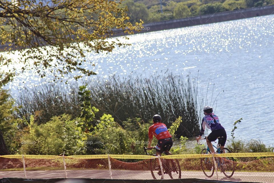 Cycling lakeside