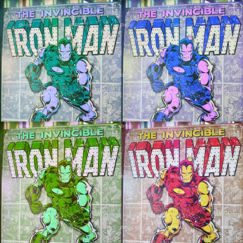 The Invincible Iron Man - Marvel Comics.  Photo Collage of Different Colors.
