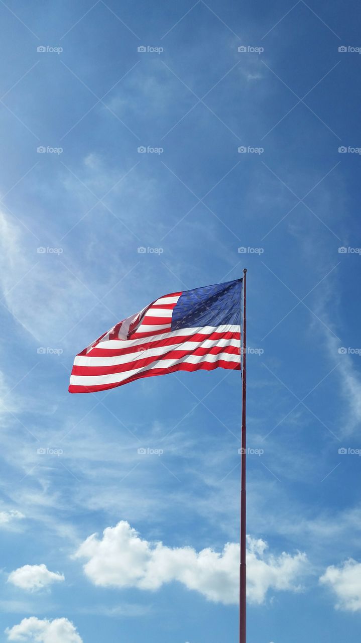 American flag against sky