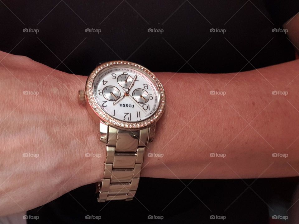 jewelry, watch, ring, outer beauty for the body.  golden time and spectacular shine FOSSIL