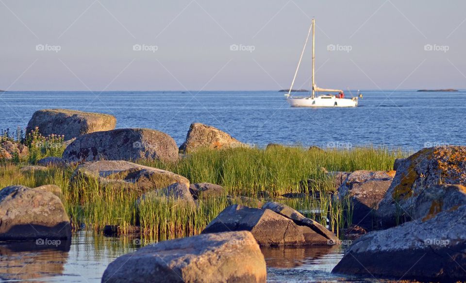 Boat sailing in sea during summer