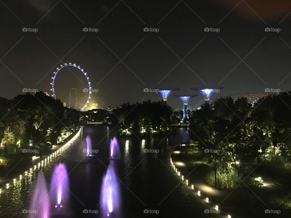 Singapore night view landscape supertrees park icon river parks lights event gorgeous 