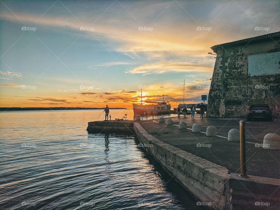 Beautiful sunset on the adriatic seaside.