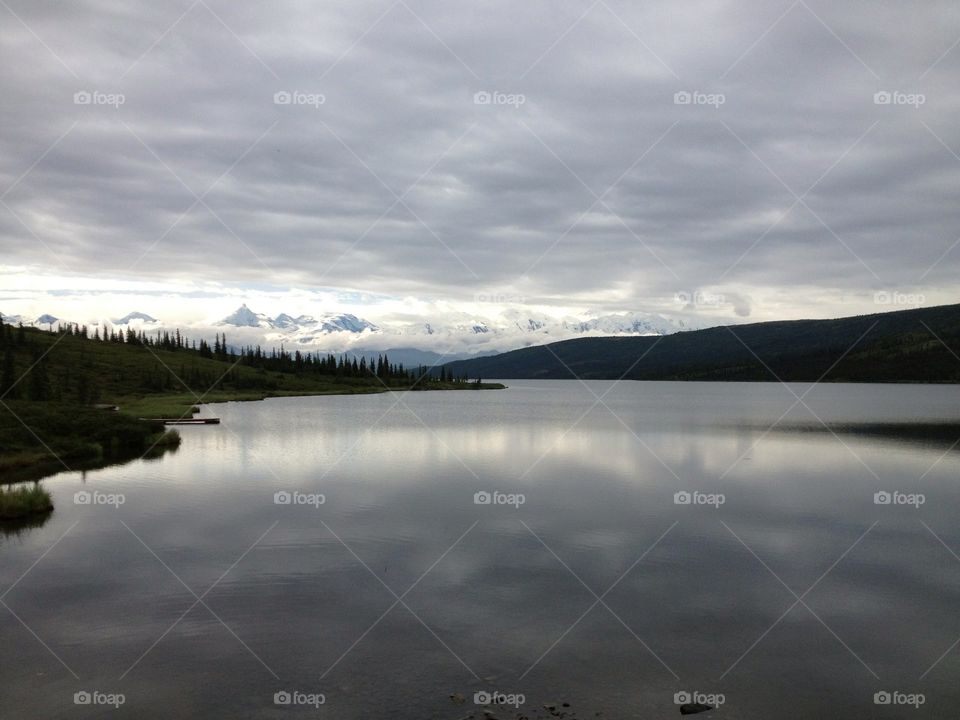 Mt McKinley Alaska reflected in lake
