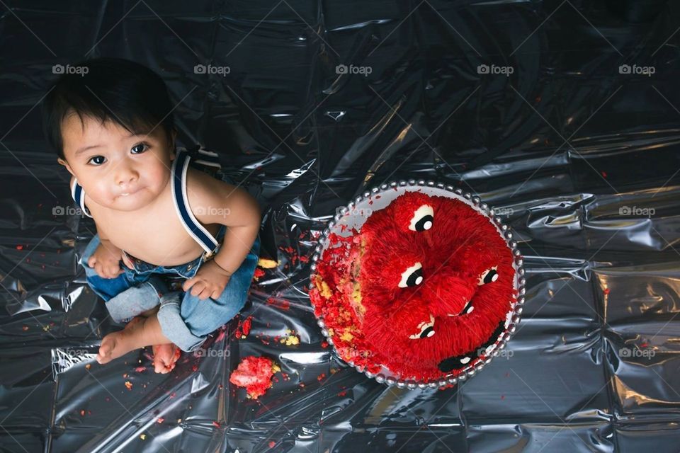 Cake smash1. 1st birthday means I can smash my cake and make a mess!!