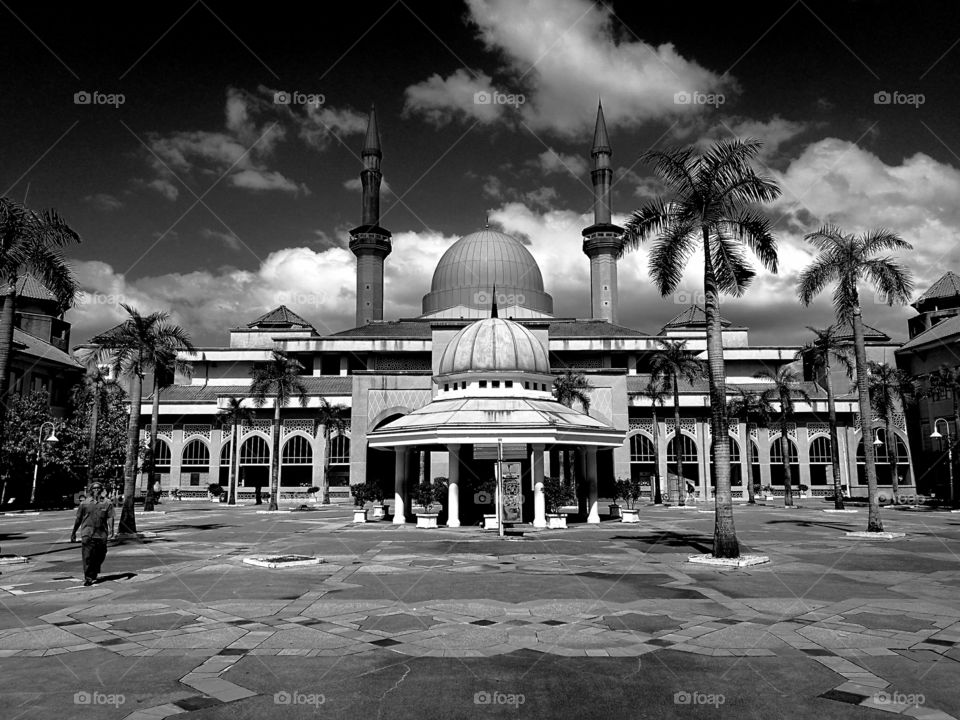 Mosque in black and white