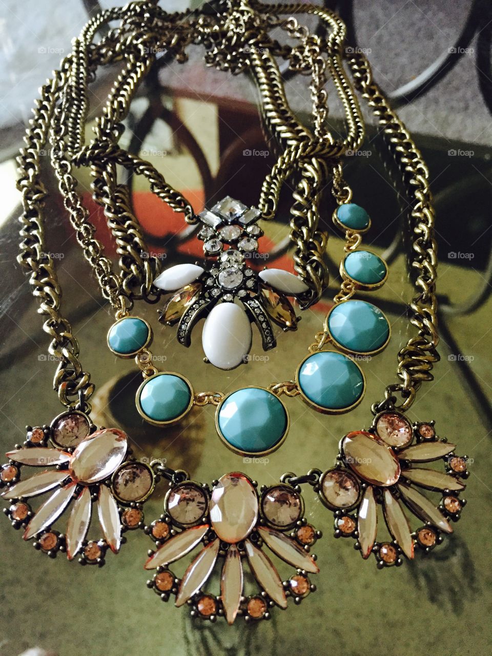 Jewelry. Necklaces layered 