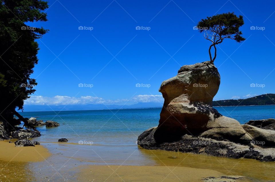 View of rock formation in beach