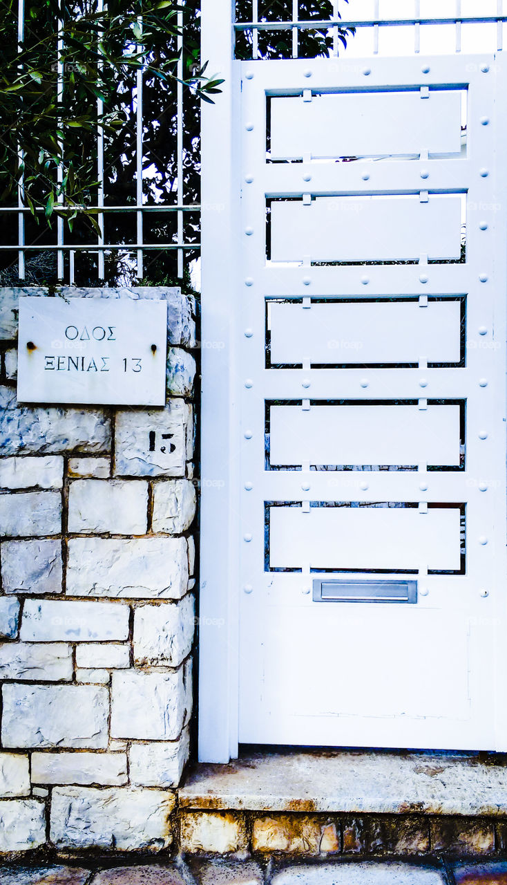 iron door at 13, Xenias street somewhere in Greece
