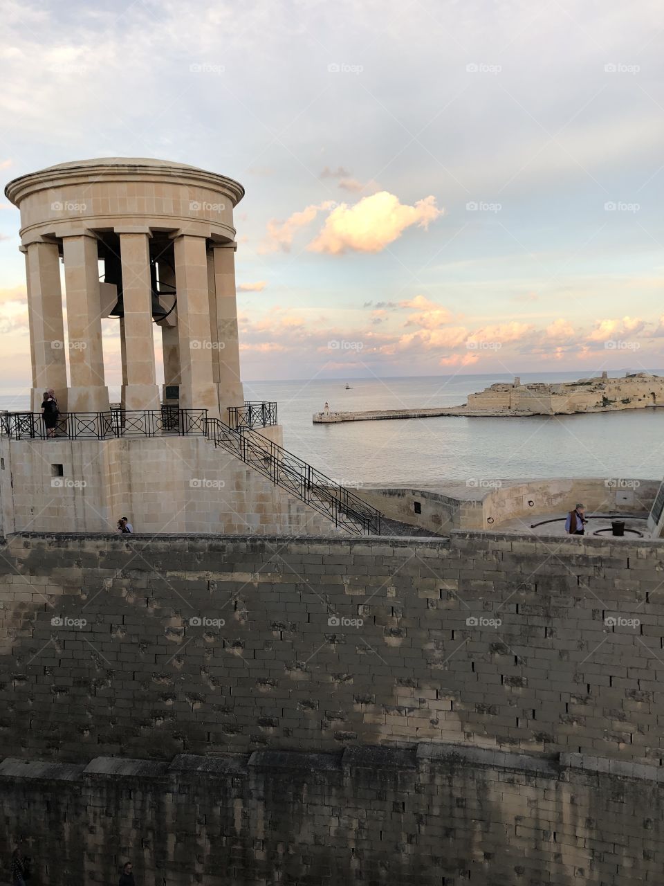 A fantastic view of the Siege Bell War Memorial in Valletta, Malta. This stunning piece of architecture lies just across from the Lower Barrakka Gardens 