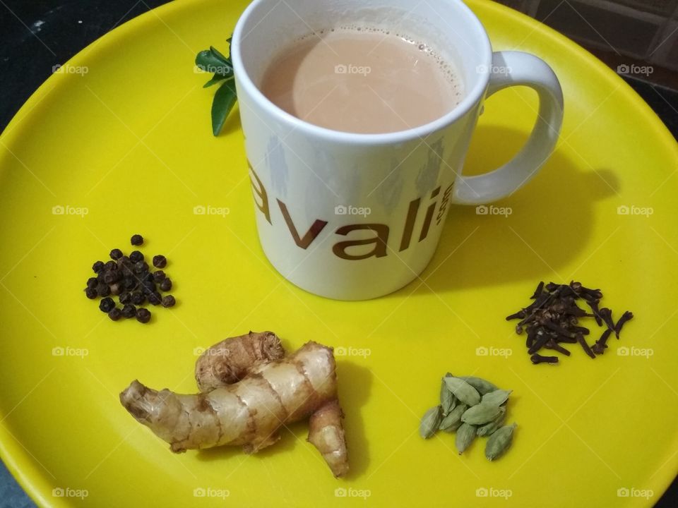 Masala Tea with ingredients