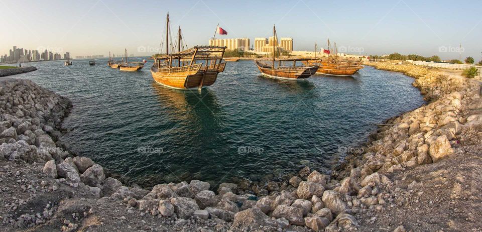 boats traditional dhow in arabic gulf