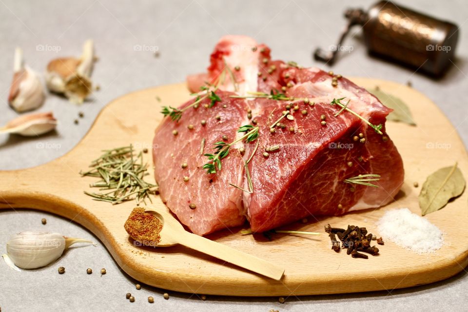 High angle view of raw meat