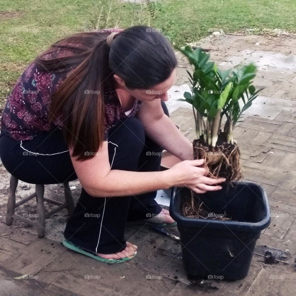woman planting