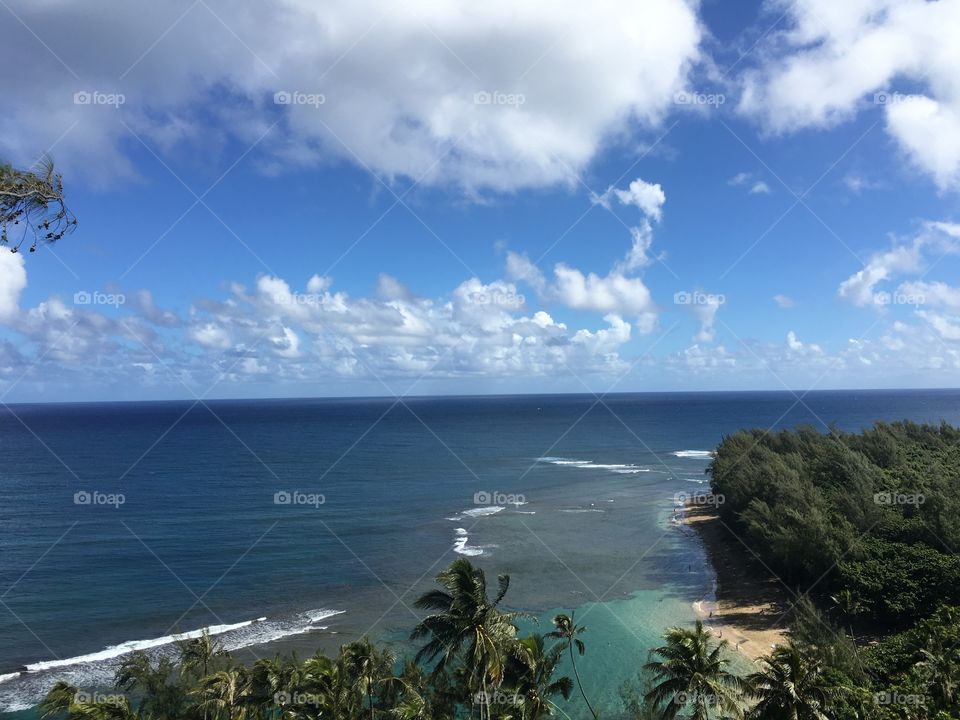 Hawaii hiking trail sky view 