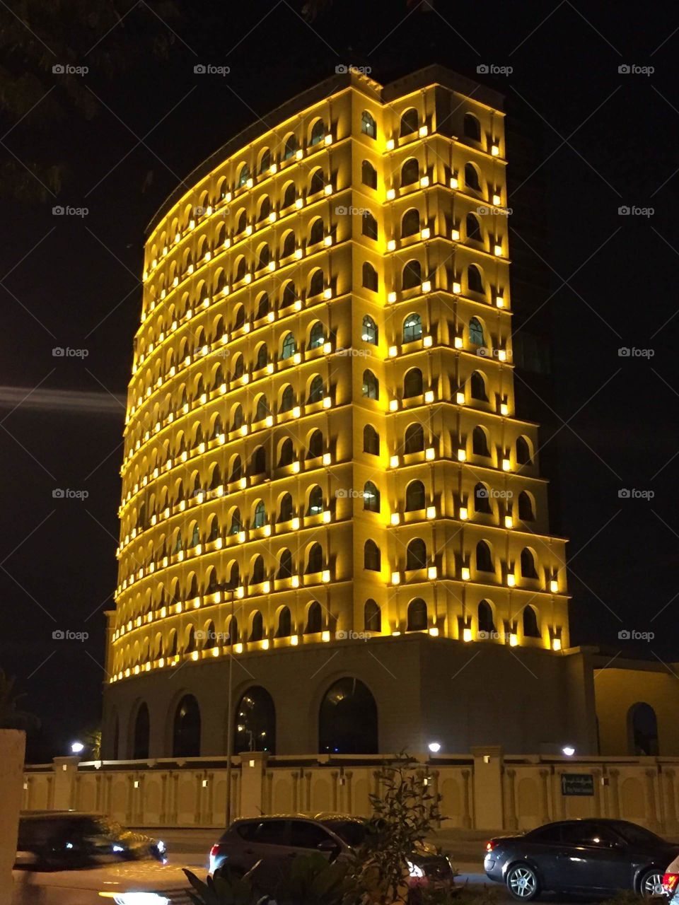 Beautifully lit building in BAHRAIN.