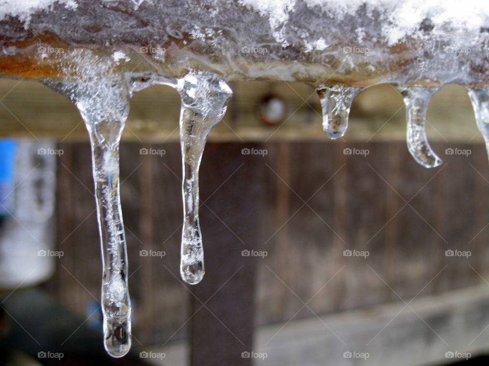 These are icicles on a cold winter day in the country in Ohio.