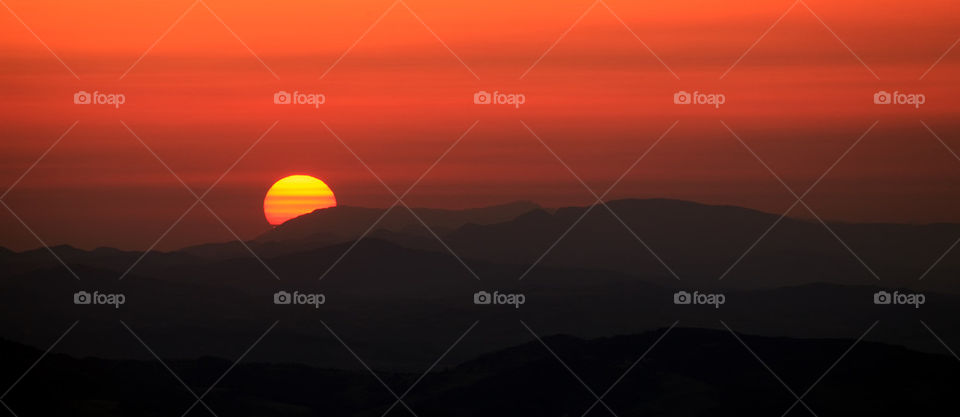 panoramic sunset over mountains