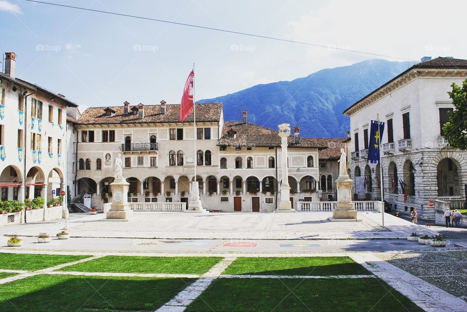The beautiful Piazza Maggiore - Feltre, Belluno, Italy.