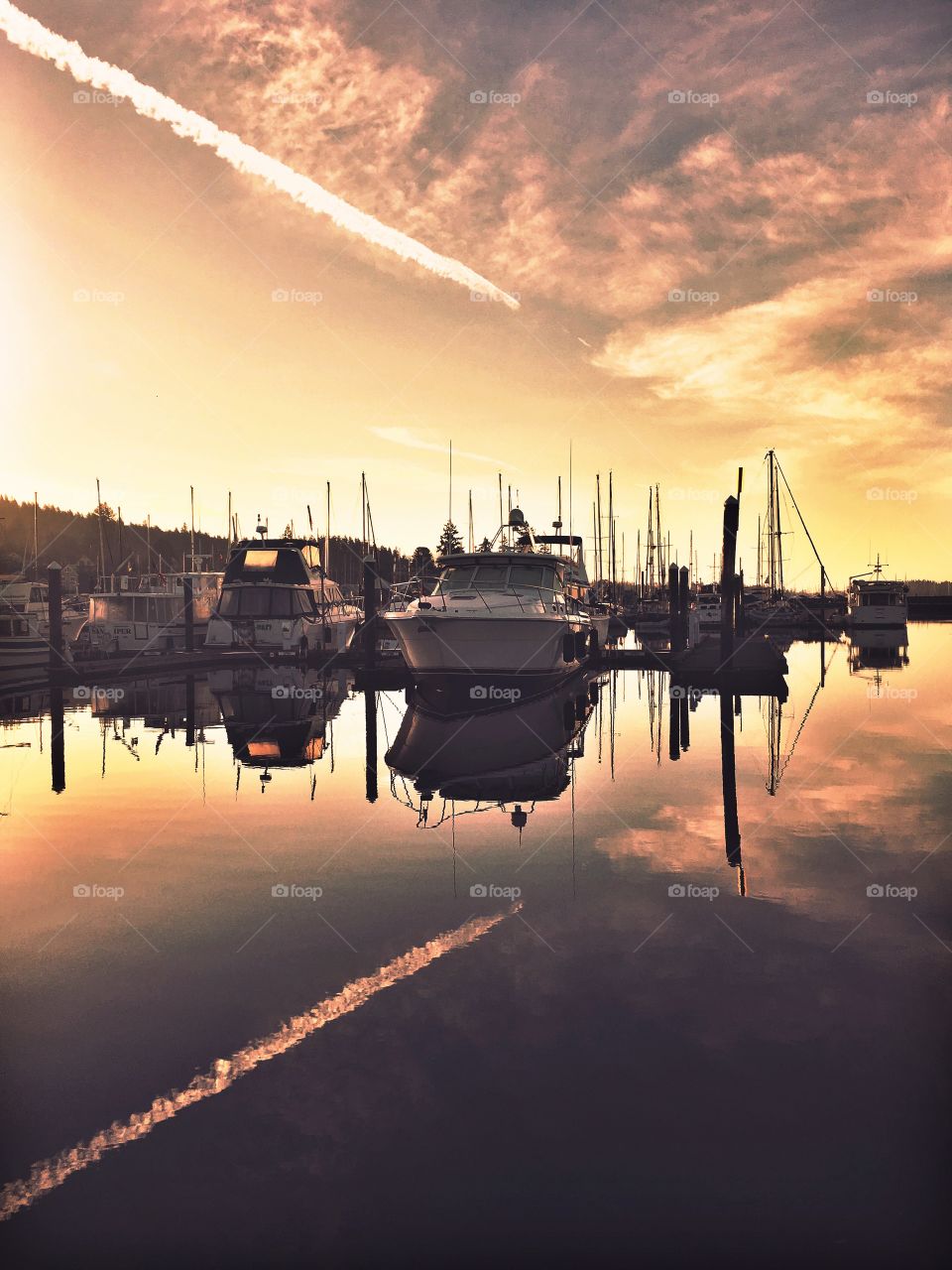Sunrise Marina Reflections with interesting clouds