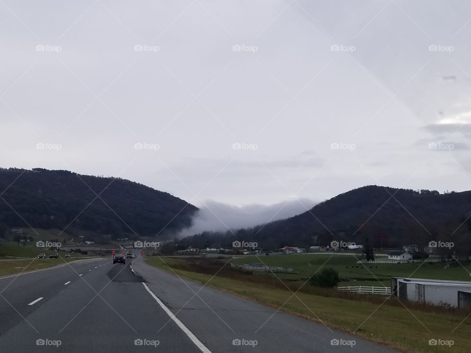 mountain view low clouds