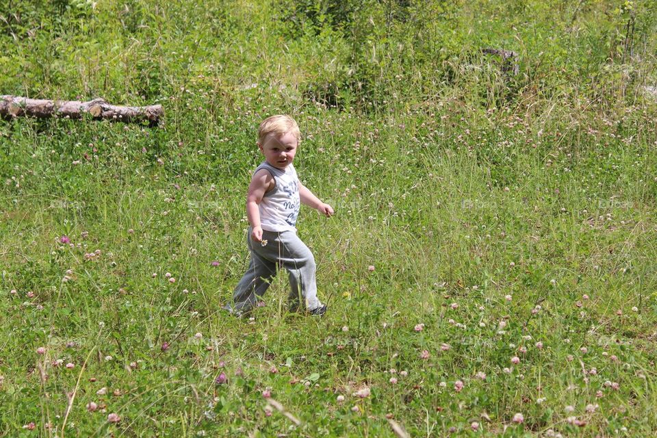 toddler on a nature walk